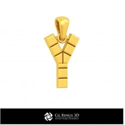 3D CAD Pendant With Letter Y Home, Bijoux 3D CAO, Pendentifs 3D CAO, Pendentifs Lettre 3D