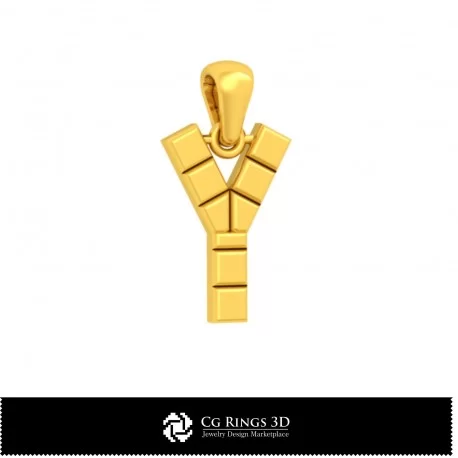 3D CAD Pendant With Letter Y Home, Jewelry 3D CAD, Pendants 3D CAD , 3D Letter Pendants