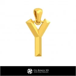 3D CAD Pendant With Letter Y Home, Bijoux 3D CAO, Pendentifs 3D CAO, Pendentifs Lettre 3D