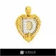 3D CAD Pendant With Letter D Home, Jewelry 3D CAD, Pendants 3D CAD , Vintage Jewelry 3D CAD , 3D Diamond Pendants, 3D Letter Pe