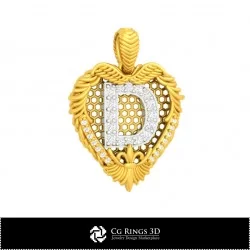 3D CAD Pendant With Letter D Home, Bijuterii 3D , Pandative 3D CAD, Bijuterii Vintage 3D CAD, Pandativ cu Diamante 3D , Pandativ