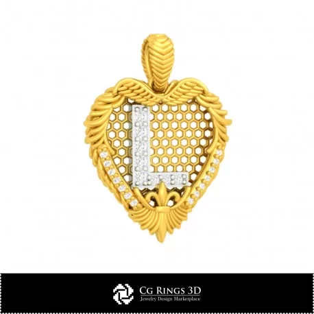 Pendant With Letter L-Jewelry 3D CAD Home, Jewelry 3D CAD, Pendants 3D CAD , 3D Letter Pendants