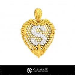 Pendant With Letter S - 3D CAD Home, Bijuterii 3D , Pandative 3D CAD, Pandativ cu Litere 3D 