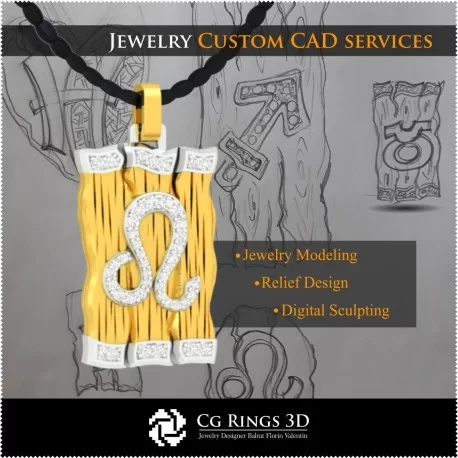 Leo Zodiac Pendant - 3D CAD Home, Jewelry 3D CAD, Pendants 3D CAD , 3D Diamond Pendants, 3D Zodiac Pendants
