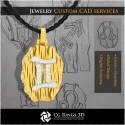 Gemini Zodiac Pendant - 3D CAD
