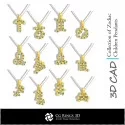 Collection of Zodiac Children Pendants 3D CAD