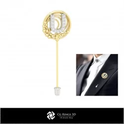 3D Brooch With Letter U Home, Bijoux 3D CAO, Broches 3D CAO, Broche de Baton 3D