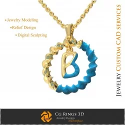 Pandativ cu Initiala B - 3D CAD Bijuterii 3D , Pandative 3D CAD, Pandativ cu Litere 3D 