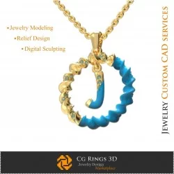 Pendant With Letter J - 3D CAD Jewelry 3D CAD, Pendants 3D CAD , 3D Letter Pendants