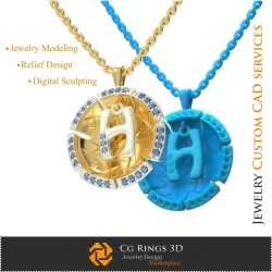 Pandativ cu Initiala H - 3D CAD Bijuterii 3D , Pandative 3D CAD, Bijuterii Vintage 3D CAD, Pandativ cu Litere 3D , Bijuterii Mod