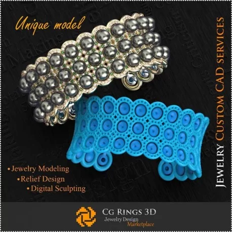 3D Unique Bracelet Home, Jewelry 3D CAD, 3D Unique Jewelry, Bracelets 3D CAD , 3D Pearl Bracelets