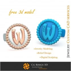 Boutons de manchette lettre W - Bijoux 3D CAO Gratuits Home, Bijoux 3D CAO, Bijoux 3D Gratuits, Boutons Manchette 3D CAO, Bouton
