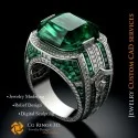 Ring With Emerald and Diamonds - 3D CAD Jewelry 