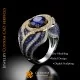 Bague avec Saphir et Diamants - Bijoux 3D CAO Home, AI - Bijoux 3D CAO, AI - Anneaux 3D CAO 