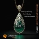 Pendentif avec émeraude et diamants - Bijoux 3D CAO