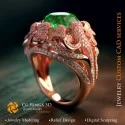 Ring Coral with Emerald and Diamonds - 3D CAD Jewelry