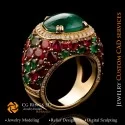 Bague avec émeraude,rubis et diamants - Bijoux 3D CAO