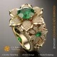 Bague Ffleur avec émeraude et diamants - Bijoux CAO 3D Home, AI - Bijoux 3D CAO, AI - Anneaux 3D CAO 