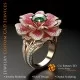 Bague Fleur avec Rubis, émeraude et diamants - Bijoux CAO 3D Home, AI - Bijoux 3D CAO, AI - Anneaux 3D CAO 