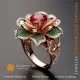 Flower Ring with Rubin,Emerald and Diamonds - 3D CAD Jewelry Home, AI - Jewelry 3D CAD , AI - Rings 3D CAD 