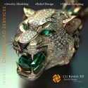 Pendant Tiger with Emeralds and Diamonds- Jewelry 3D CAD