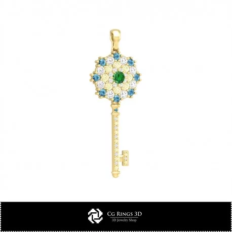 3D Key Pendant Home, Jewelry 3D CAD, Pendants 3D CAD , 3D Diamond Pendants