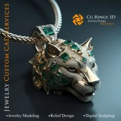Pandantiv Câine cu Smaralde și Diamante - Bijuterii 3D CAD