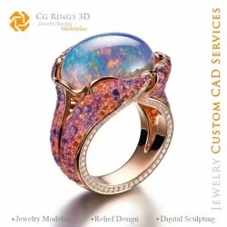 Ring with Opal - 3D CAD Jewelry