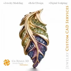 Pendentif Fougère avec Alexandrite - Bijoux 3D CAO Home, AI - Bijoux 3D CAO, AI - Pendentifs 3D CAO, AI - Bijoux 3D CAO, AI - Bi