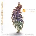 Pendentif Fougère avec Alexandrite - Bijoux 3D CAO