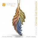 Fern Pendant with Melody of Colours - 3D CAD Jewelry