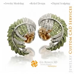 Boutons de Manchette feuille - Bijoux 3D CAO Home, AI - Bijoux 3D CAO, AI - Boutons Manchette 3D CAO, AI - Bijoux 3D CAO Mélodie