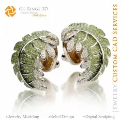 Boutons de Manchette feuille - Bijoux 3D CAO Home, AI - Bijoux 3D CAO, AI - Boutons Manchette 3D CAO, AI - Bijoux 3D CAO Mélodie