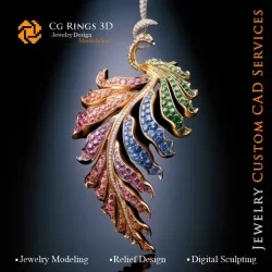 Pendentif Fougère avec Mélodie de Couleurs - Bijoux CAO 3D Home, AI - Bijoux 3D CAO, AI - Pendentifs 3D CAO, AI - Bijoux 3D CAO 