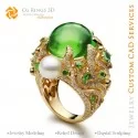 Bague avec Émeraudes et Diamants - Bijoux 3D CAO