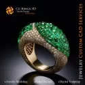 Bague avec Émeraudes et Diamants - Bijoux 3D CAO