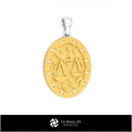 3D Women's Libra Zodiac Pendant Home, Jewelry 3D CAD, Pendants 3D CAD , 3D Zodiac Pendants